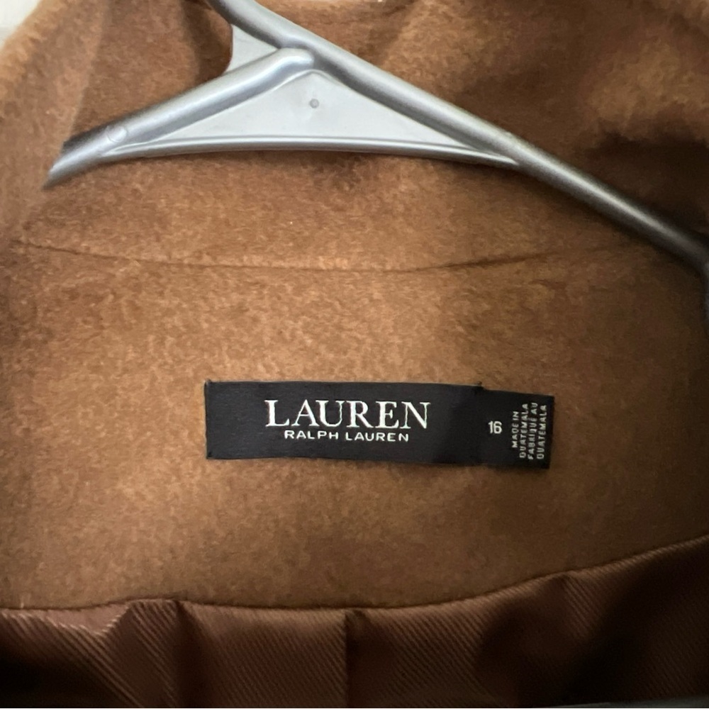 Lauren Ralph Women’s Tab Front Wool Blend Long Camel Coat Size 16 NWT MSRP $345 - Picture 2 of 9
